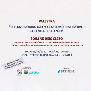 Palestra: O aluno dotado na escola: como desenvolver potencial e talento
