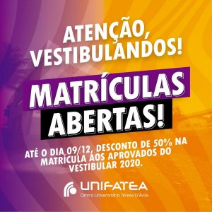 50% na matrícula, veja mais vantagens ser aluno UNIFATEA 2020