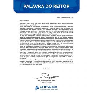 Palavra do Reitor para o início do ano letivo 2020