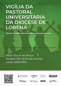 Vigília Pastoral Universitária da Diocese de Lorena reunirá jovens da região