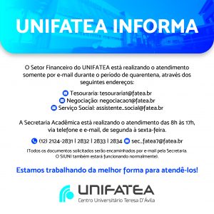 Horários e contato com o Setor Financeiro e Secretaria Acadêmica