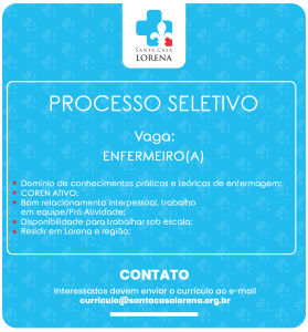 Vaga de emprego na Santa Casa de Lorena