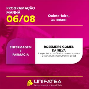 Veja a programação do dia 6 do I Seminário Interdisciplinar do UNIFATEA