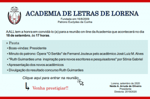 Convite da Academia de Letras de Lorena