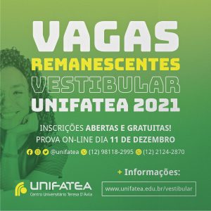 Estão abertas as inscrições para o Vestibular de Vagas Remanescentes UNIFATEA