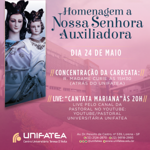 Nossa Senhora Maria Auxiliadora será celebrada com carreata nas ruas de Lorena neste 24 de maio