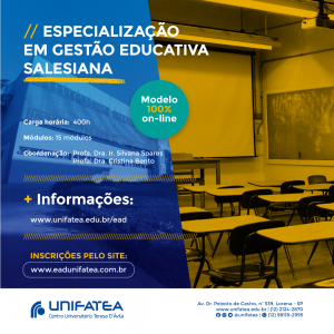 Novo curso de Especialização em Gestão Educativa Salesiana será totalmente na modalidade EAD